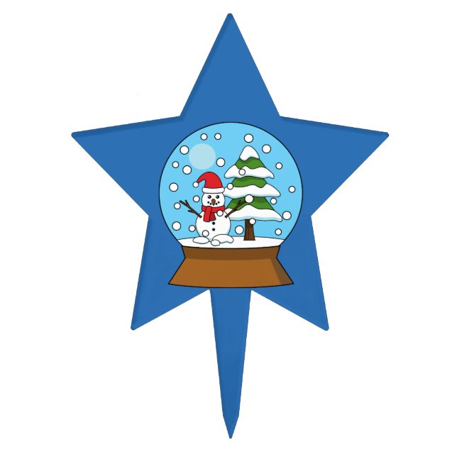 Snow Globe with Snowman and Pine Tree Cake Topper (Front)