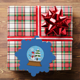 Snow Globe with Snowman and Pine Tree Ornament Card