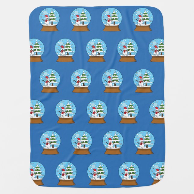Snow Globe with Snowman and Pine Tree Pattern Baby Blanket (Front)