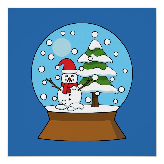 Snow Globe with Snowman and Pine Tree Poster (Front)