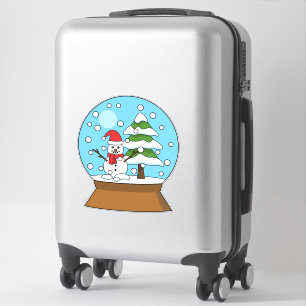 Snow Globe with Snowman and Pine Tree Sticker
