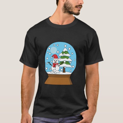 Snow Globe with Snowman and Pine Tree T_Shirt