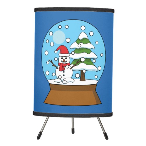 Snow Globe with Snowman and Pine Tree Tripod Lamp