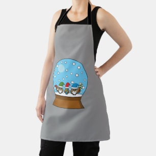 Snow Globe with Three Gnome Owls Apron