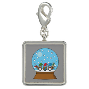 Snow Globe with Three Gnome Owls Charm