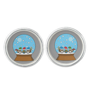 Snow Globe with Three Gnome Owls Cufflinks