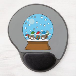 Snow Globe with Three Gnome Owls Gel Mouse Pad