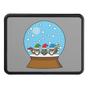 Snow Globe with Three Gnome Owls Hitch Cover