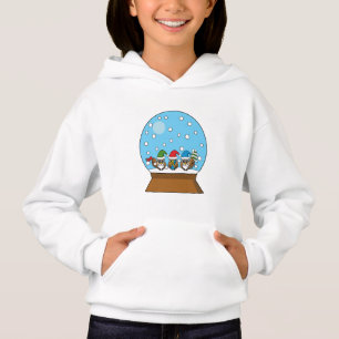 Snow Globe with Three Gnome Owls Hoodie