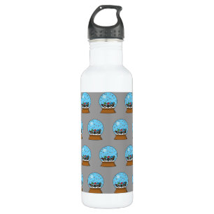 Snow Globe with Three Gnome Owls Stainless Steel Water Bottle