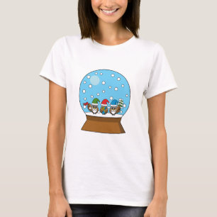 Snow Globe with Three Gnome Owls T-Shirt