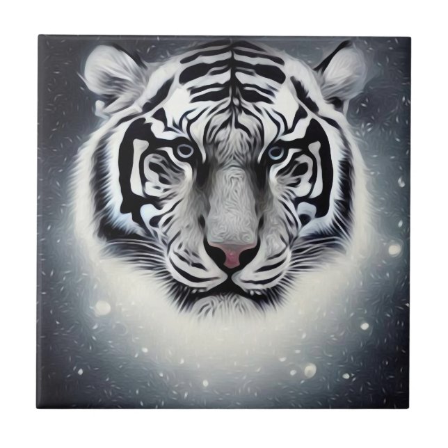 Snow Glow White Tiger Ceramic Tile (Front)