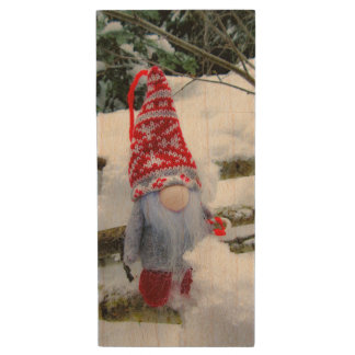 Snow Gnome 04 Wood Flash Drive