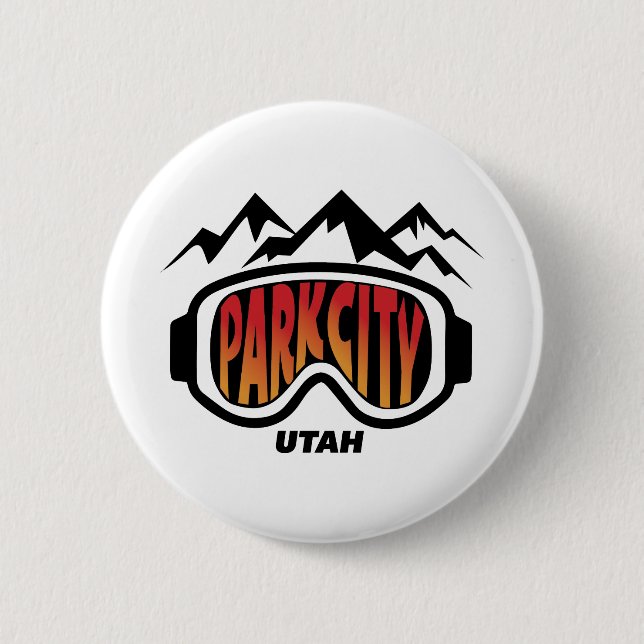 Snow Goggles Park City Utah Travel Ski souvenir Button (Front)