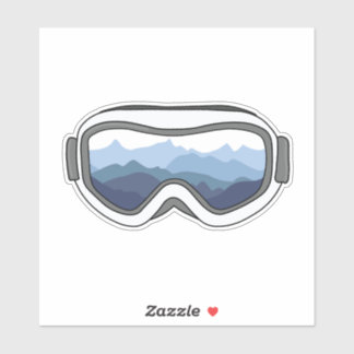 Snow Goggles with View of Mountain Range Sticker
