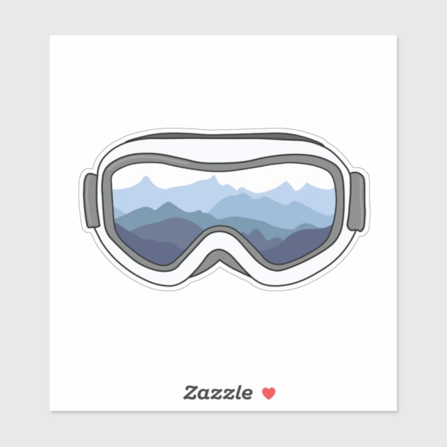 Snow Goggles with View of Mountain Range Sticker (Sheet)