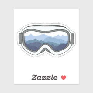 Snow Goggles with View of Mountain Range Sticker