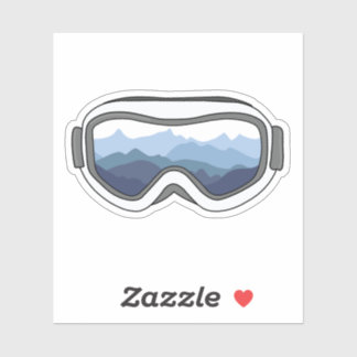 Snow Goggles with View of Mountain Range Sticker