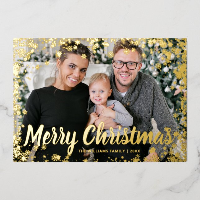 Snow Gold Foil Holiday Card (Front)