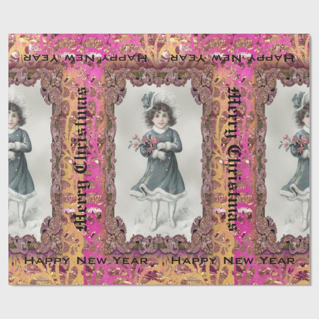 Snow Happy Girl Victorian IV Wrapping Paper (Flat)