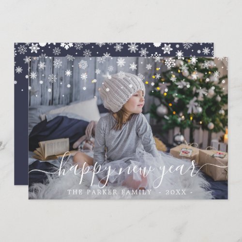 Snow Happy New Year Photo Card