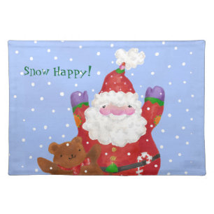 Snow Happy Santa and Teddy Placemat