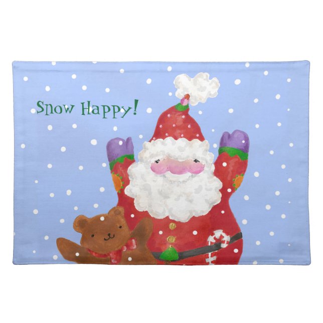 Snow Happy Santa and Teddy Placemat (Front)