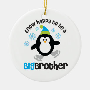 Snow Happy to be a Big Brother Ceramic Ornament