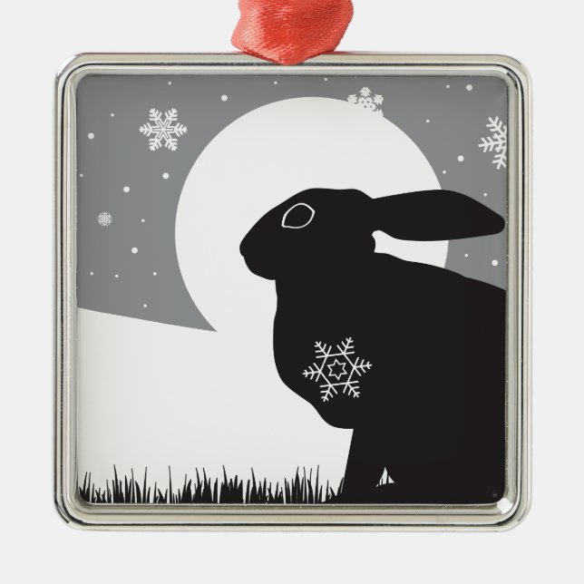 SNOW HARE METAL ORNAMENT (Front)