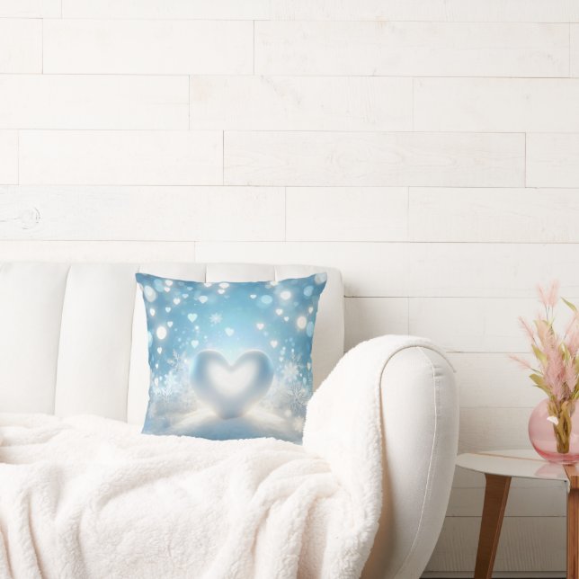 Snow Hearts Throw Pillow (Couch)