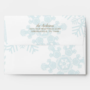 Snow Holiday Card Ice Blue Snowflakes Envelope