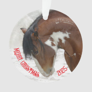 Snow Horse Christmas Acrylic Ornament