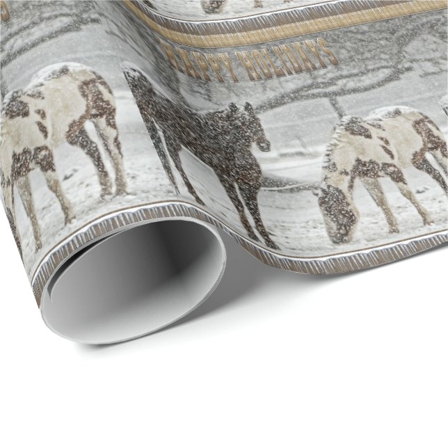 Snow Horses Christmas Wrapping Paper (Roll Corner)