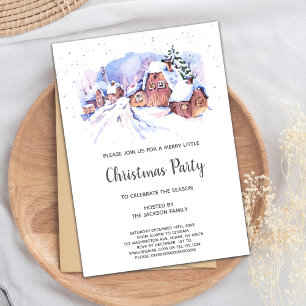Snow House Christmas Holiday Party Invitation Card