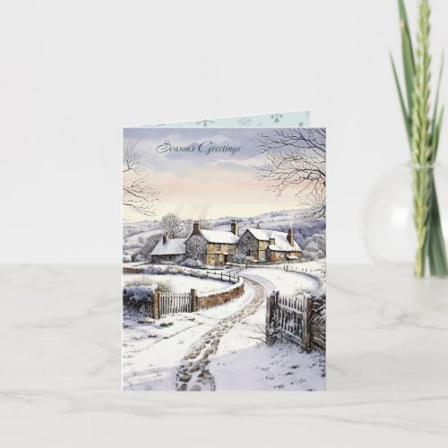 Snow House Country Landscape Christmas Card