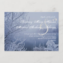 Snow Ice Lake Scene Winter Wedding Invitations