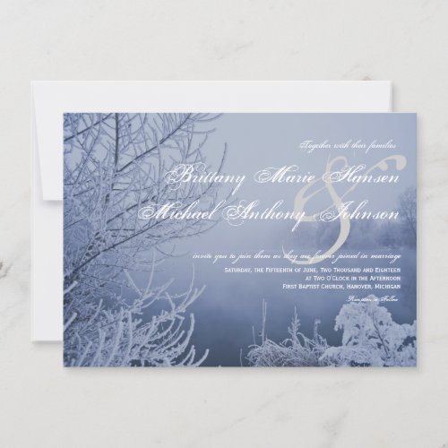 Snow Ice Lake Scene Winter Wedding Invitations