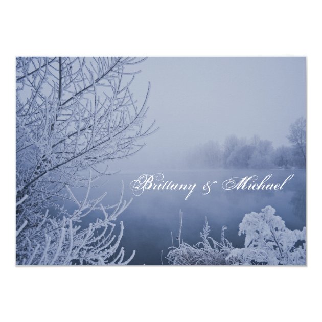 Snow Ice Lake Scene Winter Wedding Invitations