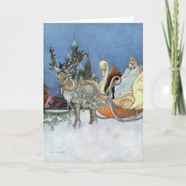 Snow Ice Queen Russian Princess Reindeer Card (Front)