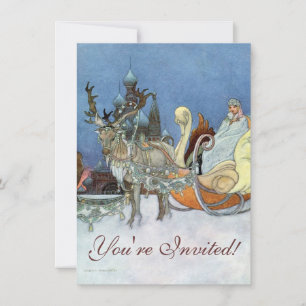 Snow Ice Queen Russian Princess Reindeer Invitation