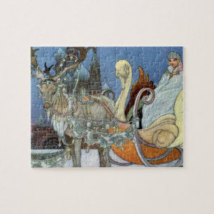 Snow Ice Queen Russian Princess Reindeer Jigsaw Puzzle