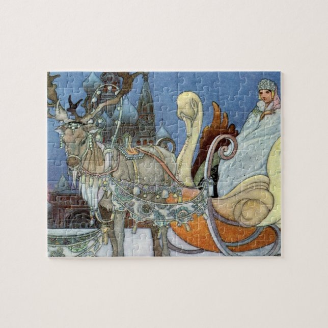 Snow Ice Queen Russian Princess Reindeer Jigsaw Puzzle (Horizontal)