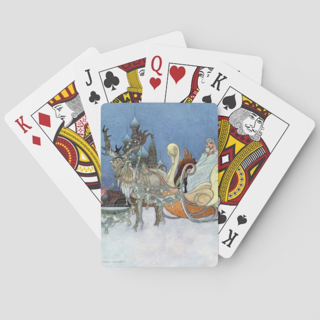 Snow Ice Queen Russian Princess Reindeer Poker Cards (Back)