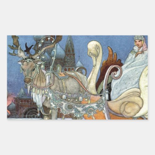 Snow Ice Queen Russian Princess Reindeer Rectangular Sticker