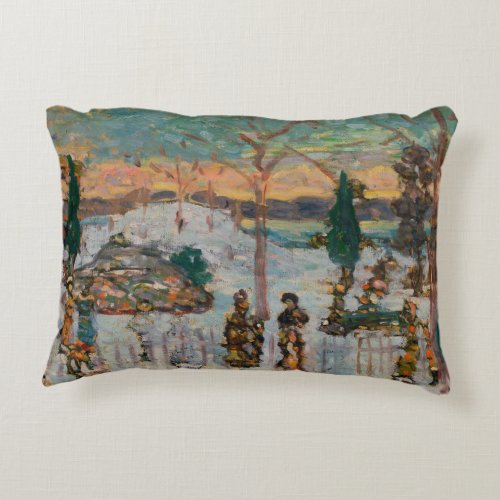 Snow in April by Maurice Prendergast Vintage Art Accent Pillow