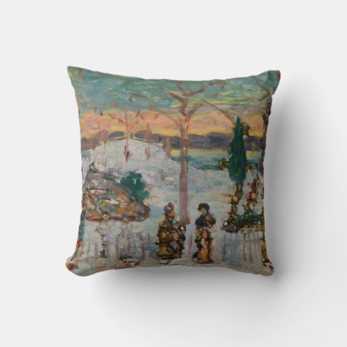 Snow in April by Maurice Prendergast Vintage Art Throw Pillow