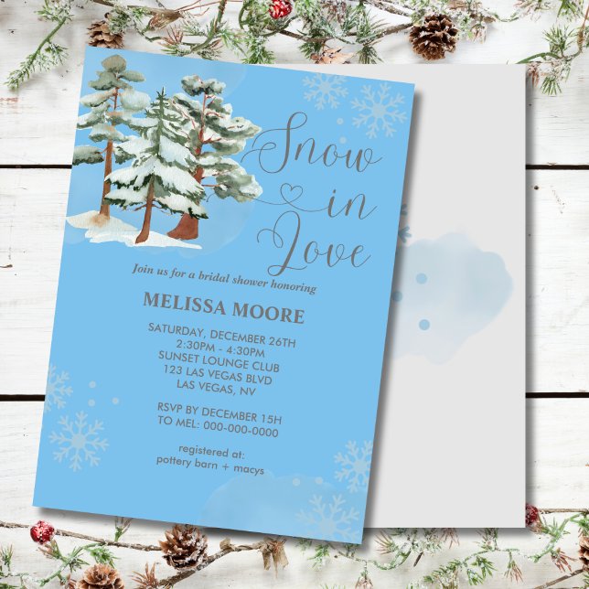 Snow in love baby blue winter forest snowflake  invitation (Creator Uploaded)