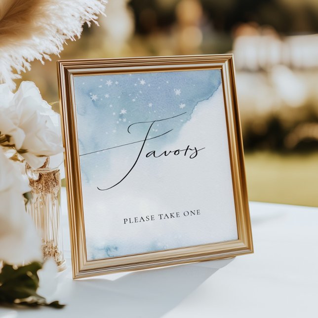 Snow in Love Blue Bridal Shower Favors Poster (Creator Uploaded)