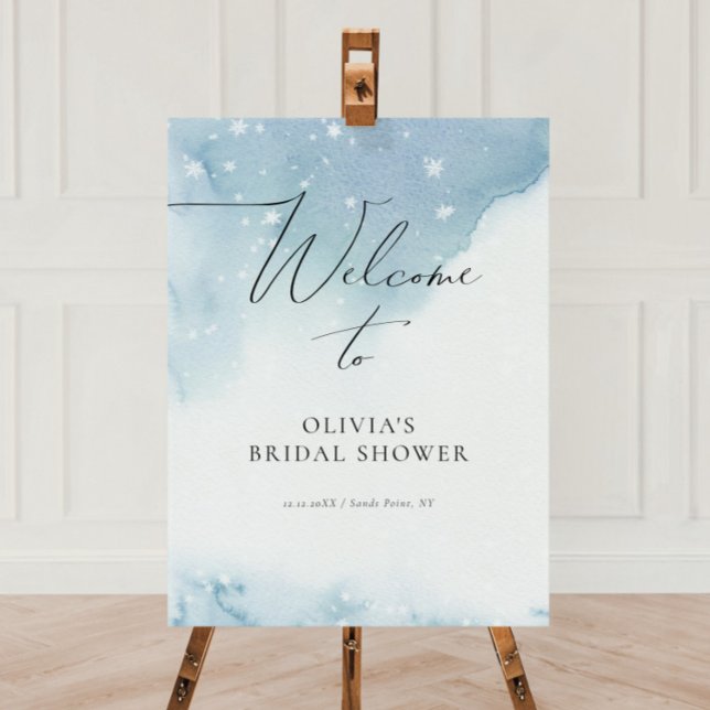 Snow in Love Blue Bridal Shower Welcome Foam Board (Creator Uploaded)