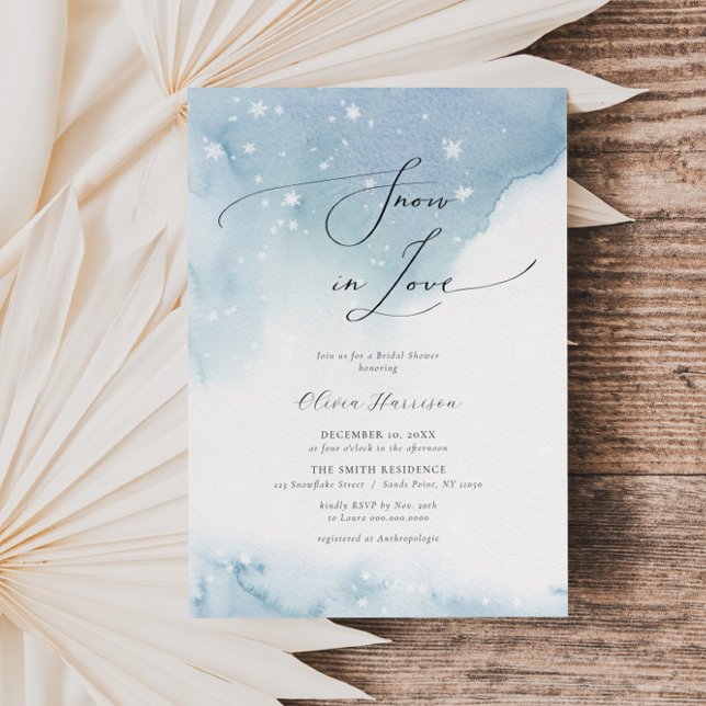 Snow in Love Blue Minimalist Bridal Shower Invitation (Creator Uploaded)